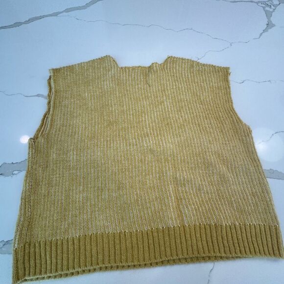 Mustard Yellow Sleeveless Knit Sweater - Picture 2 of 6
